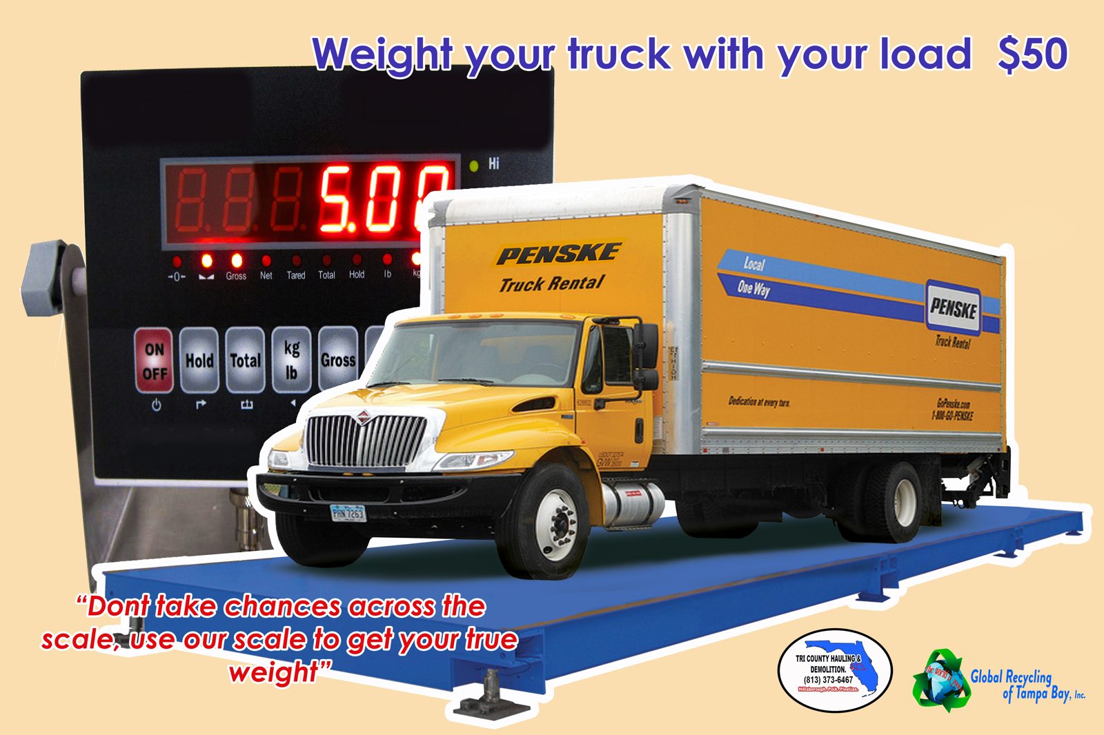 Truck on the scale at Global Recycling of Tampa Bay